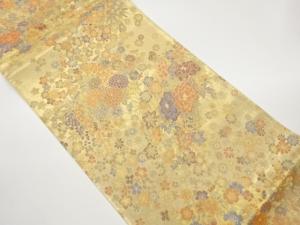 扇に花々模様織出し袋帯